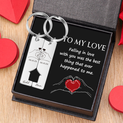 To My Man/Woman Keyring Custom 2 Letters & 2 Dates & 2 Names Couple Keychain Valentine's Day Gift for Couples-Jessemade AU