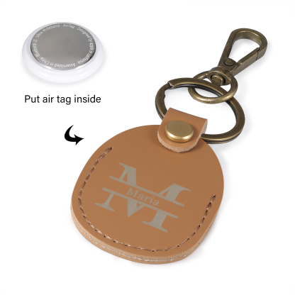 Personalised Name & Letter Keychain AirTag Protective Case Leather Keychain Gift for Him/Her-Jessemade AU