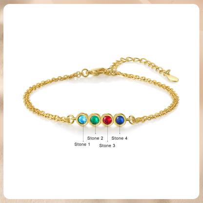 Personalised Bracelet Custom 4 Birthstones Adjustable Bracelet Gifts for Ladies Girls-Jessemade AU