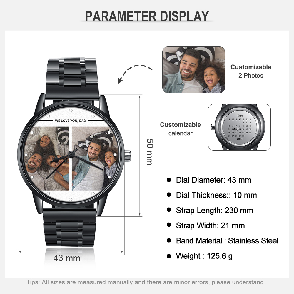 Personalised Photo Watch Custom 2 Photos Mechanical Watch Date Keepsake Gifts for Him-Jessemade AU