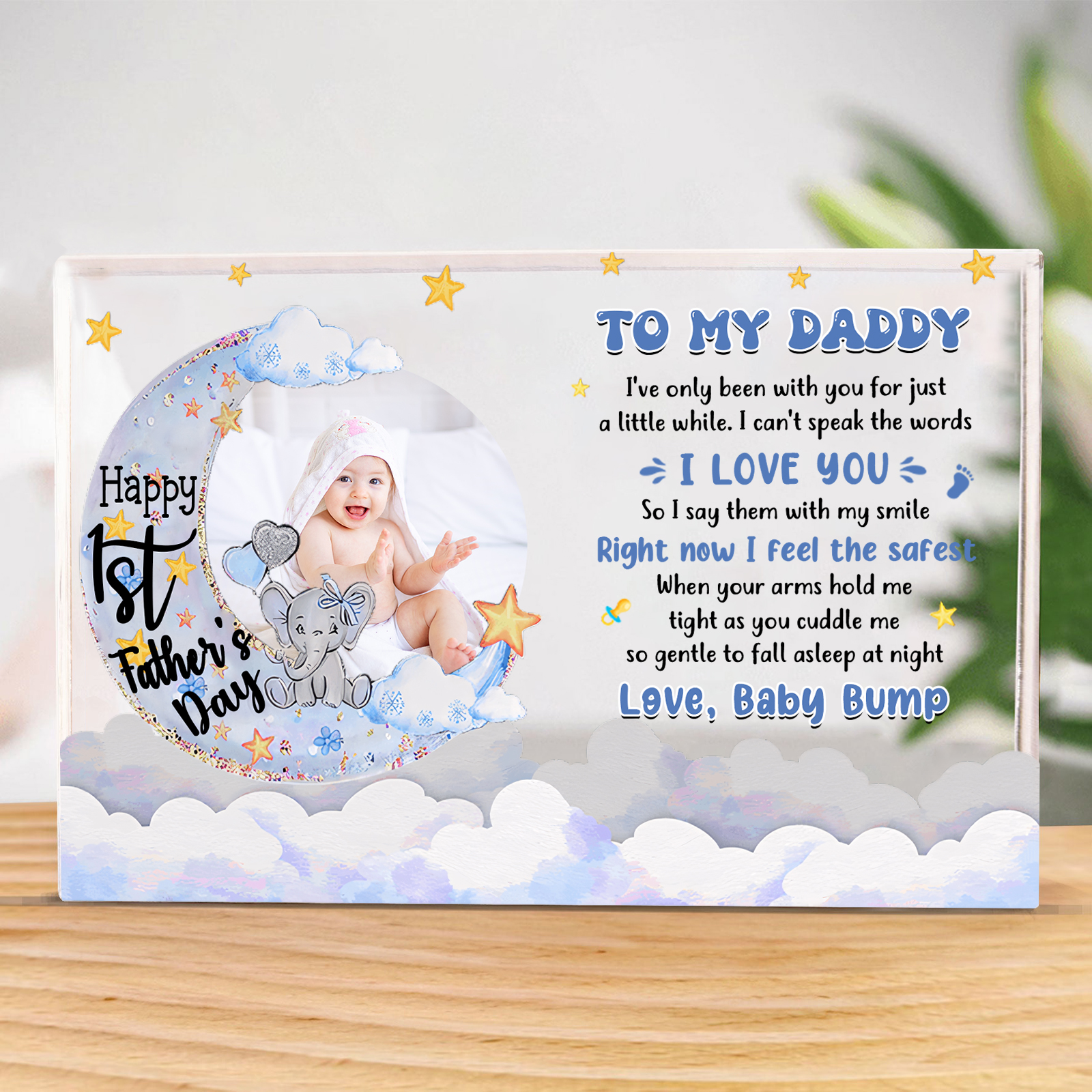 Personalised 1 Photo & 2 Texts Acrylic Rectangle Keepsake Newborn Acrylic Plaque Gift for New Dad New Mom - I Say Them With My Smile-Jessemade AU