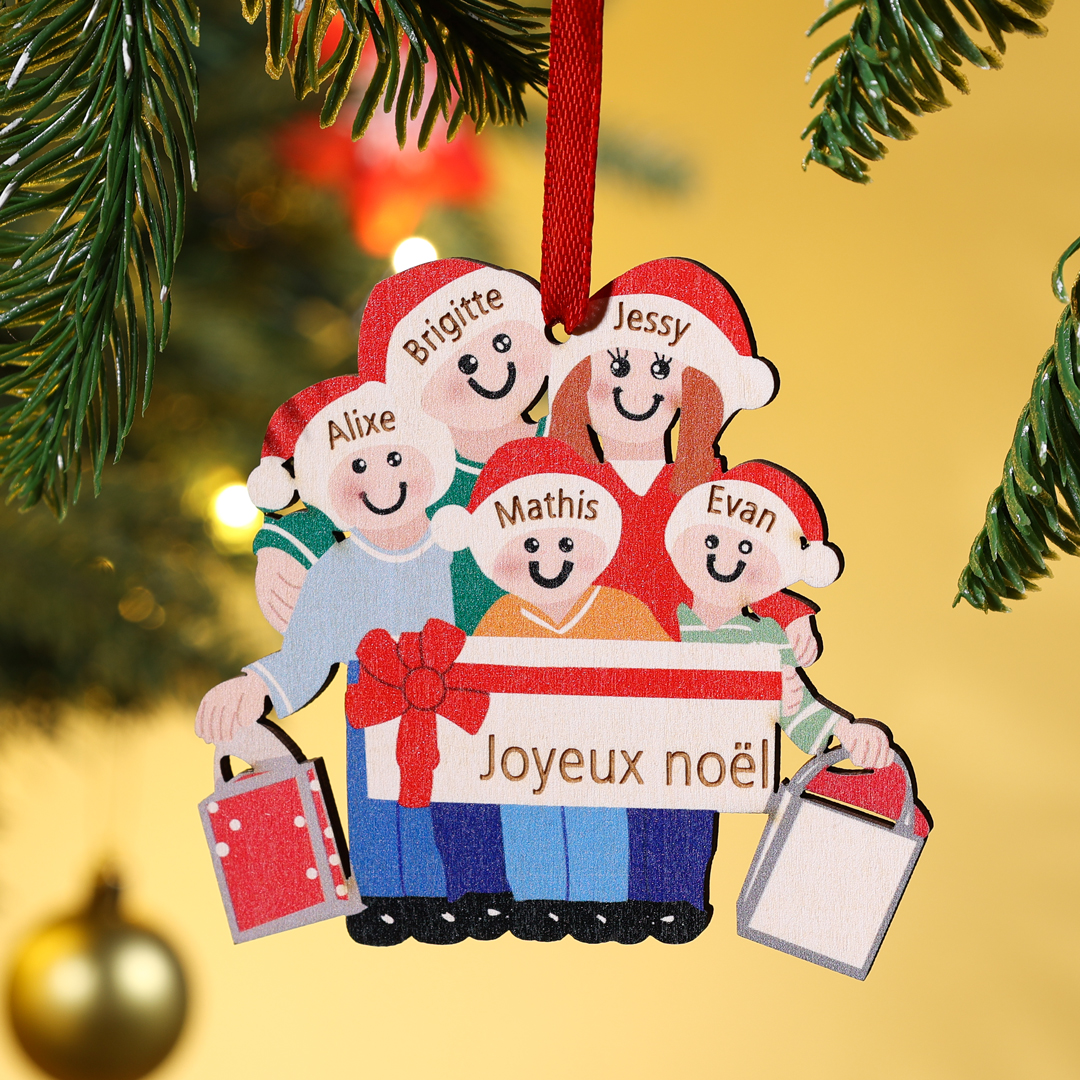 Personalised Family Of 5 Decorating Christmas Tree Ornament-Jessemade AU
