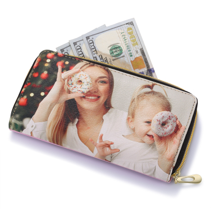 Long Purse Personalised Dragonfly Leather Wallet Engraved 1 Photo Zip Wallet Gifts for Her-Jessemade AU