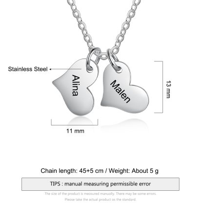 Jessemade Personalised 2 Names-Hearts Necklace For Her-Jessemade AU