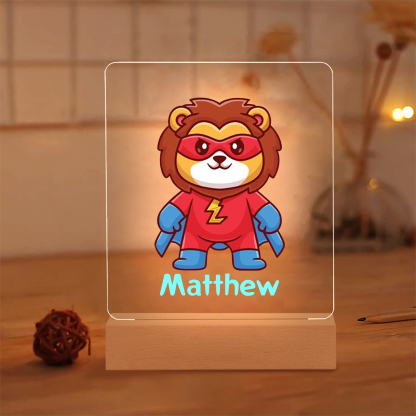 Cute Lion LED Night Light Animal Night Lamp Personalised Name Night Light Gifts For Kids-Jessemade AU