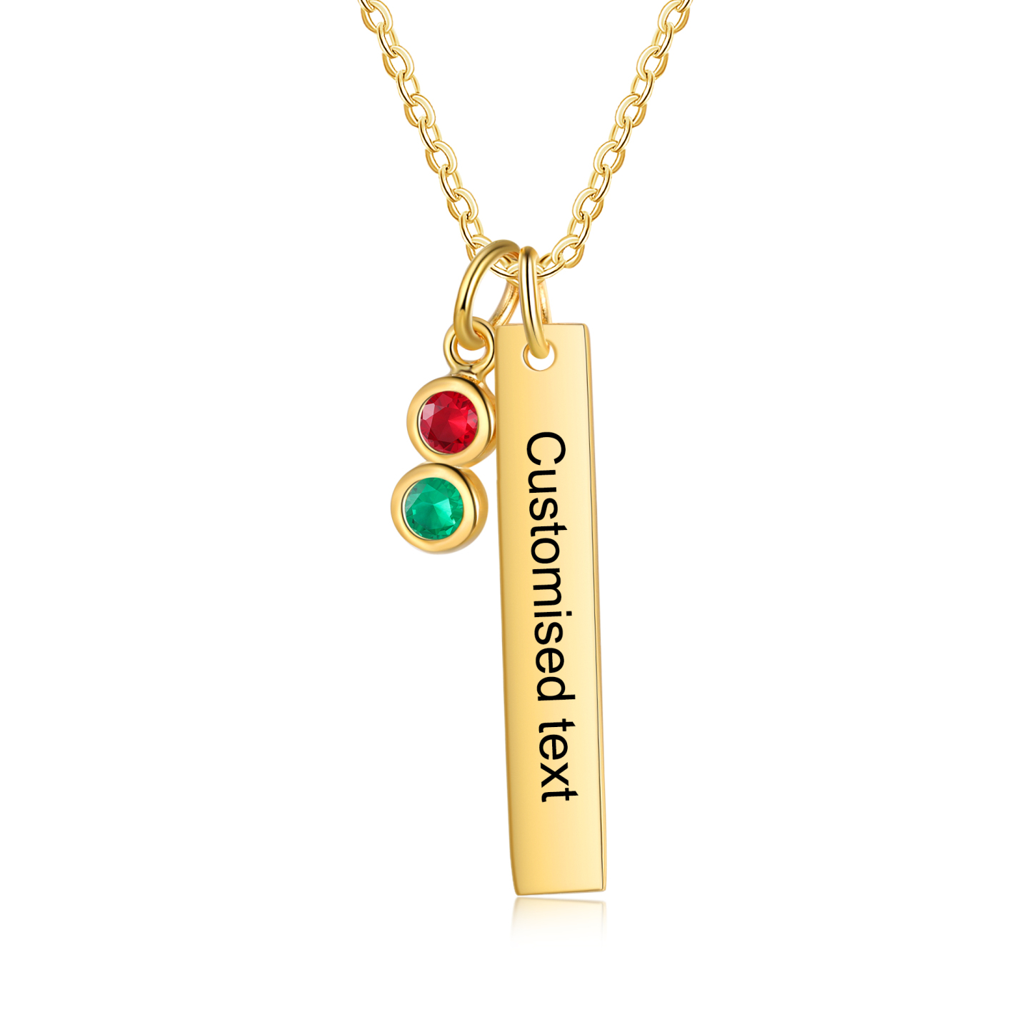 Personalised Bar Pendant Necklace Custom 2 Birthstones & 1 Text Necklace Birthday Gift for Her-Jessemade AU