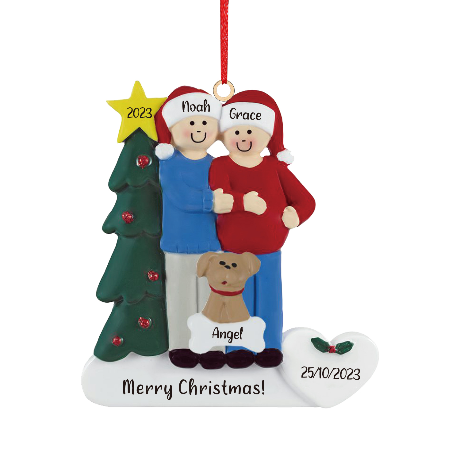 3 Names - Personalised Wooden Christmas Ornaments with Pet Names Customised Text & Date Xmas Decor Gifts for Family Friends-Jessemade AU