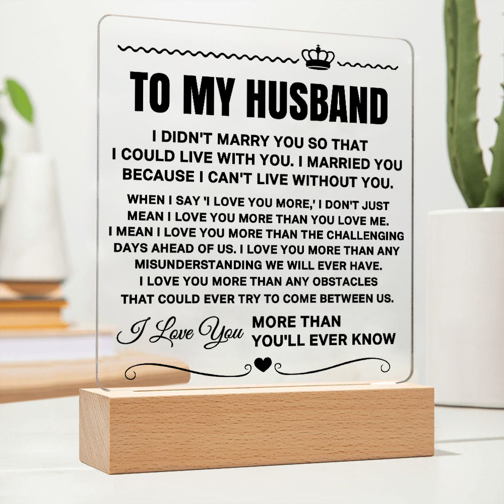 To My Husband Night Light, "I Love You More Than You'll Ever Know" LED Lamp Romantic Gifts for Him-Jessemade AU