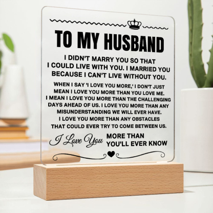 To My Husband Night Light, "I Love You More Than You'll Ever Know" LED Lamp Romantic Gifts for Him-Jessemade AU