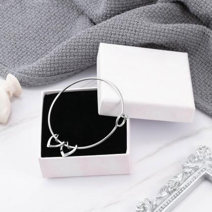 Personalised Love Bracelet with 2 Heart Charms Engraved Name Bangle Bracelet-Jessemade AU