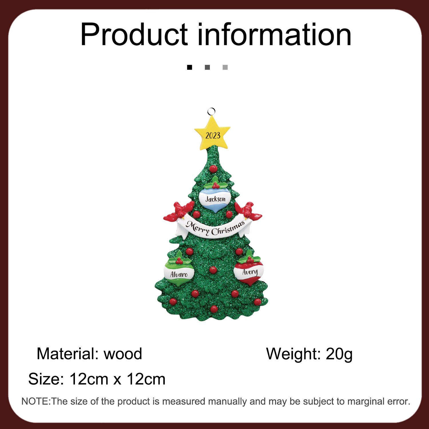 3 Names - Personalised Christmas Tree Ornaments Custom Text & Year Wooden Christmas Pendant Gifts for Family Friends-Jessemade AU