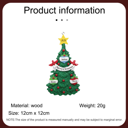3 Names - Personalised Christmas Tree Ornaments Custom Text & Year Wooden Christmas Pendant Gifts for Family Friends-Jessemade AU