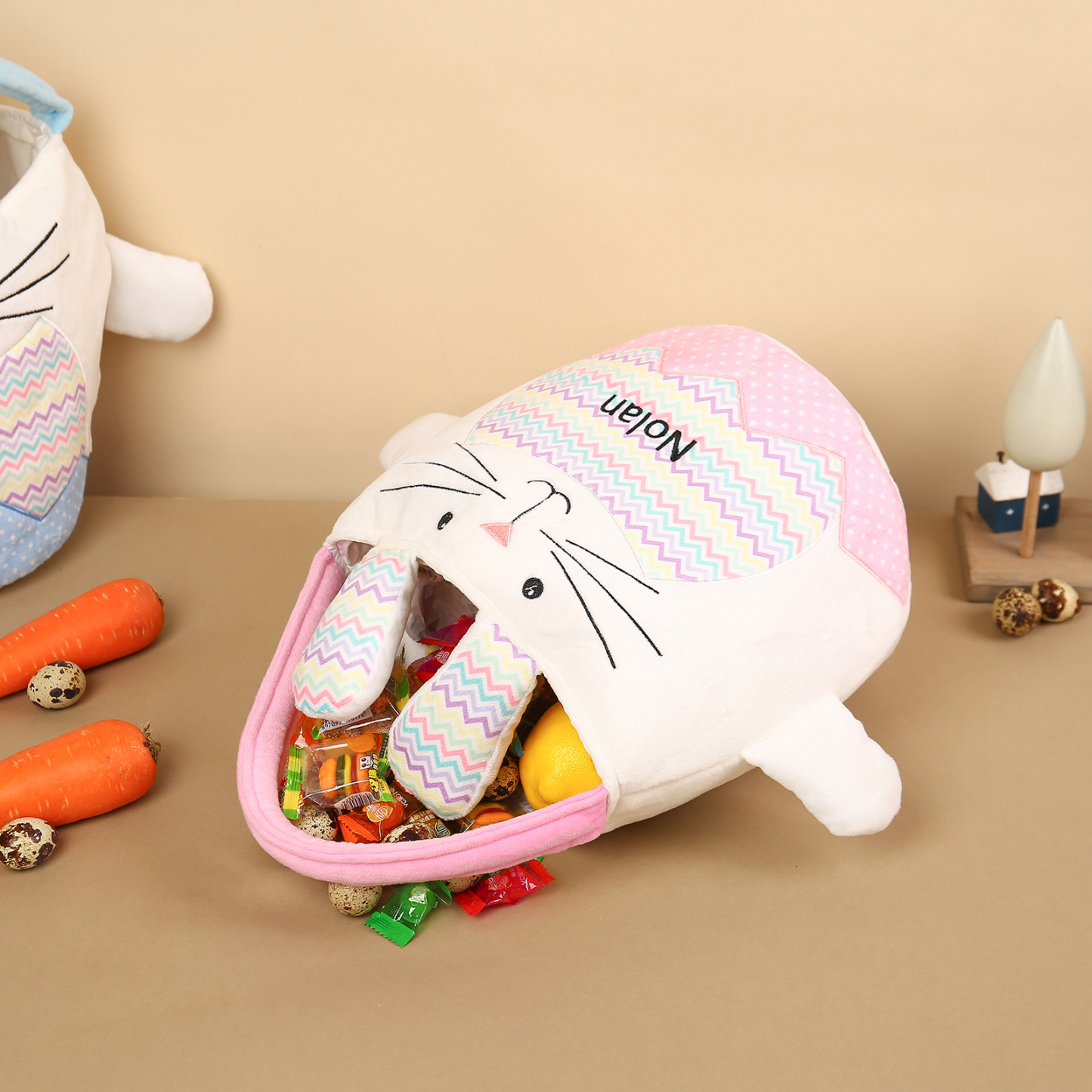 Personalised Bunny Tote Bag Customised with Name Bunny Bucket Bag Easter Gifts-Jessemade AU