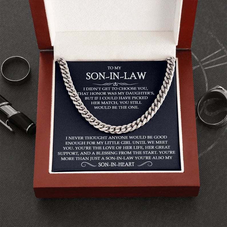 To My Son-In-Law Necklace Cuban Link Chain Necklace Gift Set - You're More Than Just A Son-In-Law, You're Also My Son-In-Heart-Jessemade AU