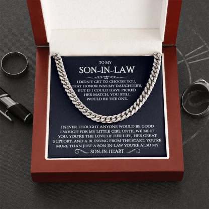 To My Son-In-Law Necklace Cuban Link Chain Necklace Gift Set - You're More Than Just A Son-In-Law, You're Also My Son-In-Heart-Jessemade AU