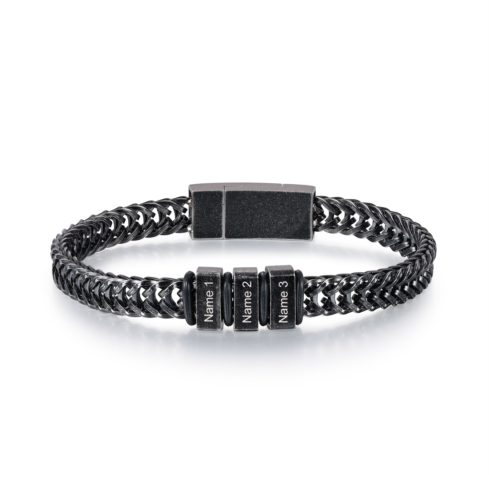 3 Names - Men's Vintage Bracelet Customised Name Stainless Steel Bracelet Personalised Gift for Him-Jessemade AU