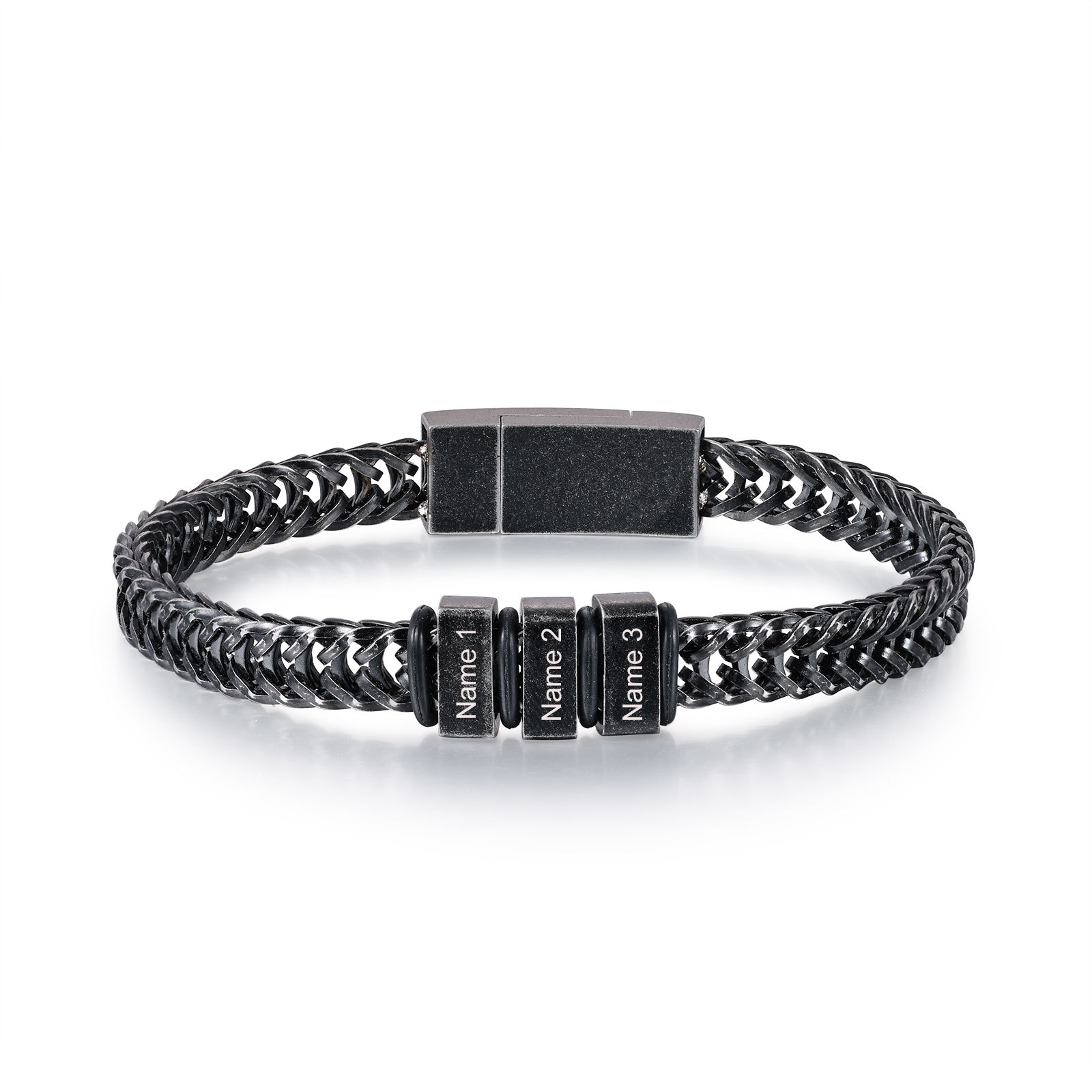 3 Names - Men's Vintage Bracelet Customised Name Stainless Steel Bracelet Personalised Gift for Him-Jessemade AU