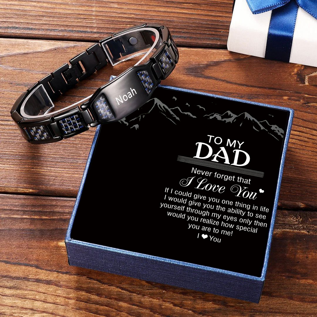 Personalised Carbon Fiber Energy Bracelet Custom Name Men's Bracelet Bangle Gifts For Him-Jessemade AU