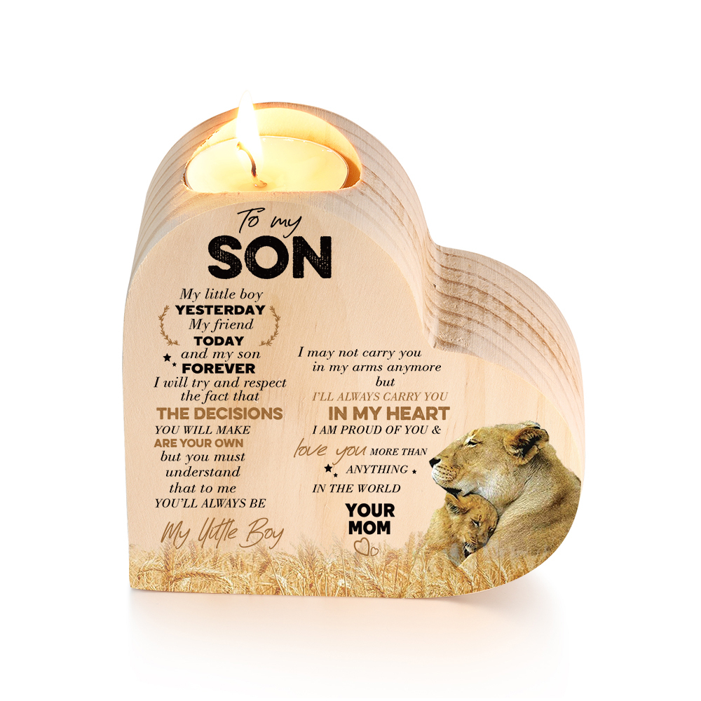 To My Son Wooden Heart Candle Holder "I will always be there " Gifts For Son-Jessemade AU