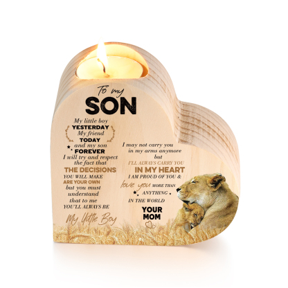 To My Son Wooden Heart Candle Holder "I will always be there " Gifts For Son-Jessemade AU