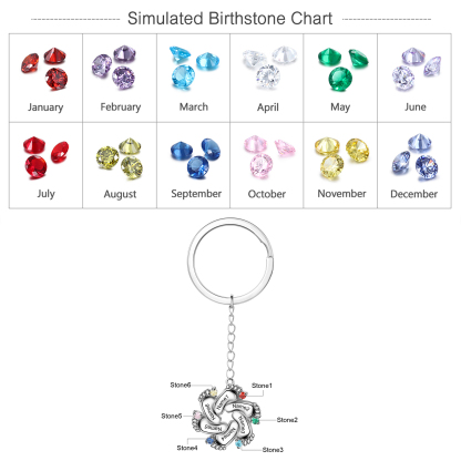 Personalised Baby Feet Keychain With 6 Birthstones Engraved names Keychain Gifts For Mother-Jessemade AU
