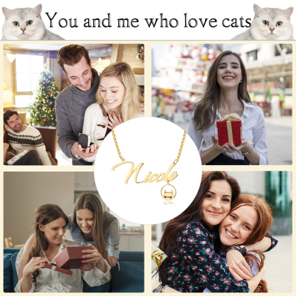 Personalised Cat Necklace Custom 1 Name Necklace Gift For Women-Jessemade AU