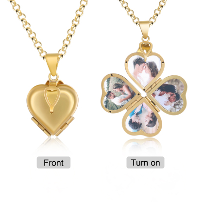 Personalised Heart Photo Locket Necklace Custom 4 Photos Necklace Gifts For Him Her-Jessemade AU