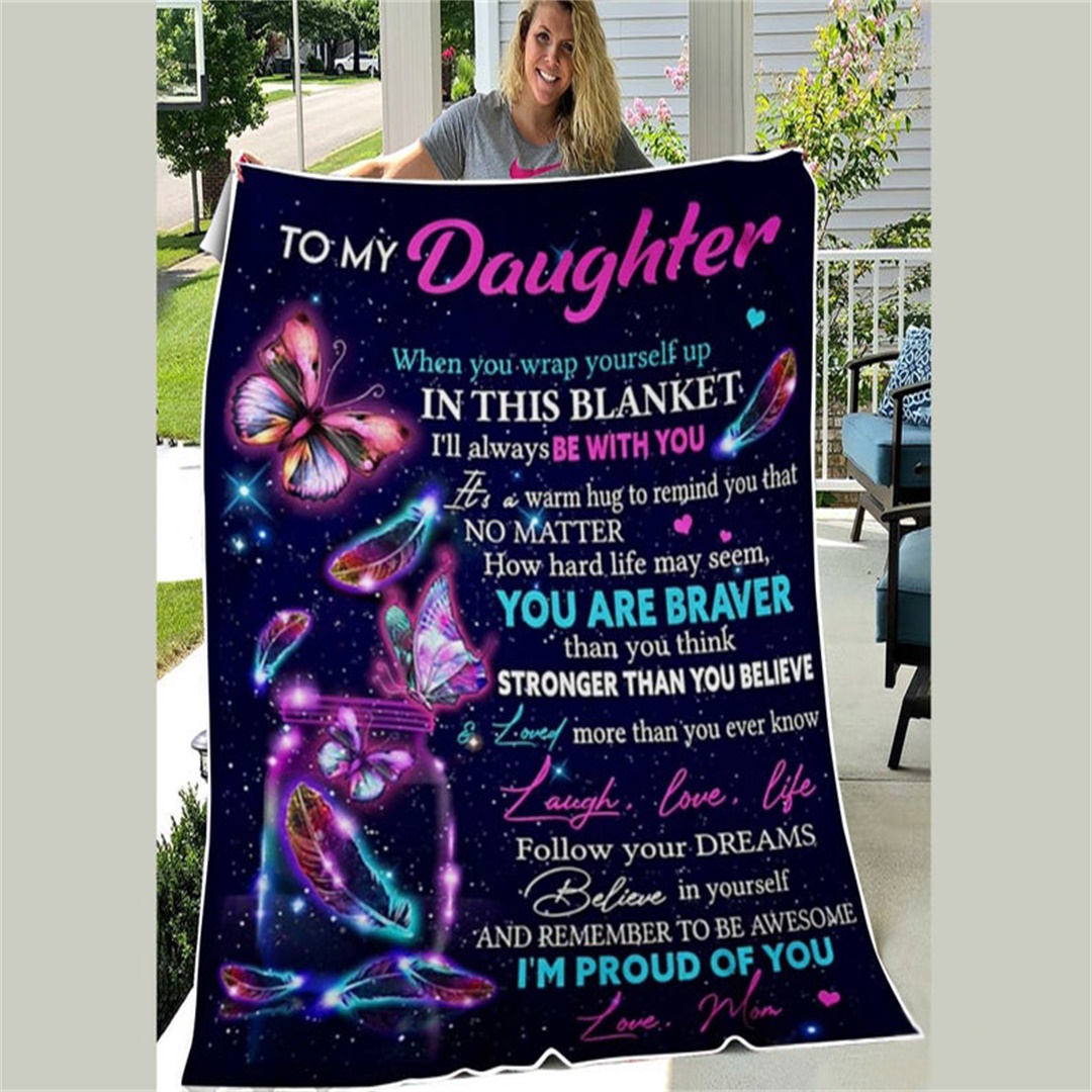 To My Daughter I am So Proud Of You Flannel Blanket-Jessemade AU