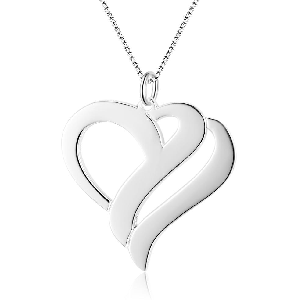 Personalised Double Heart Pendant 2 Names Necklace-Jessemade AU