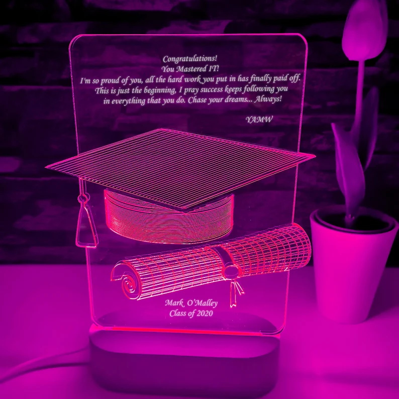 Graduation Gifts Personalised 7 Colours Changing Bachelor Cap Night Light-Jessemade AU