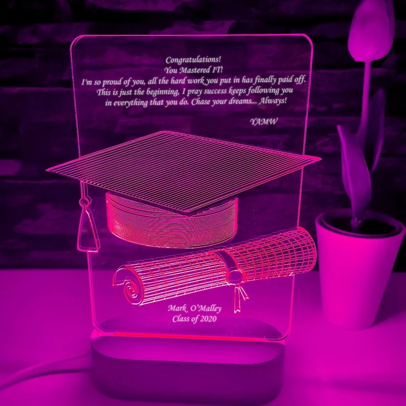 Graduation Gifts Personalised 7 Colours Changing Bachelor Cap Night Light-Jessemade AU