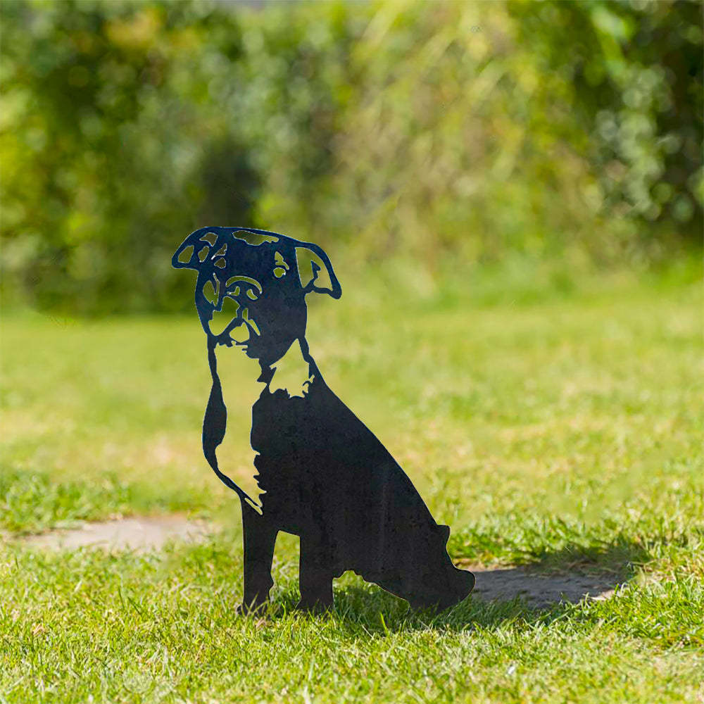 Pit Bull Terrier Metal Dog Silhouette Garden Yard Decoration-Jessemade AU