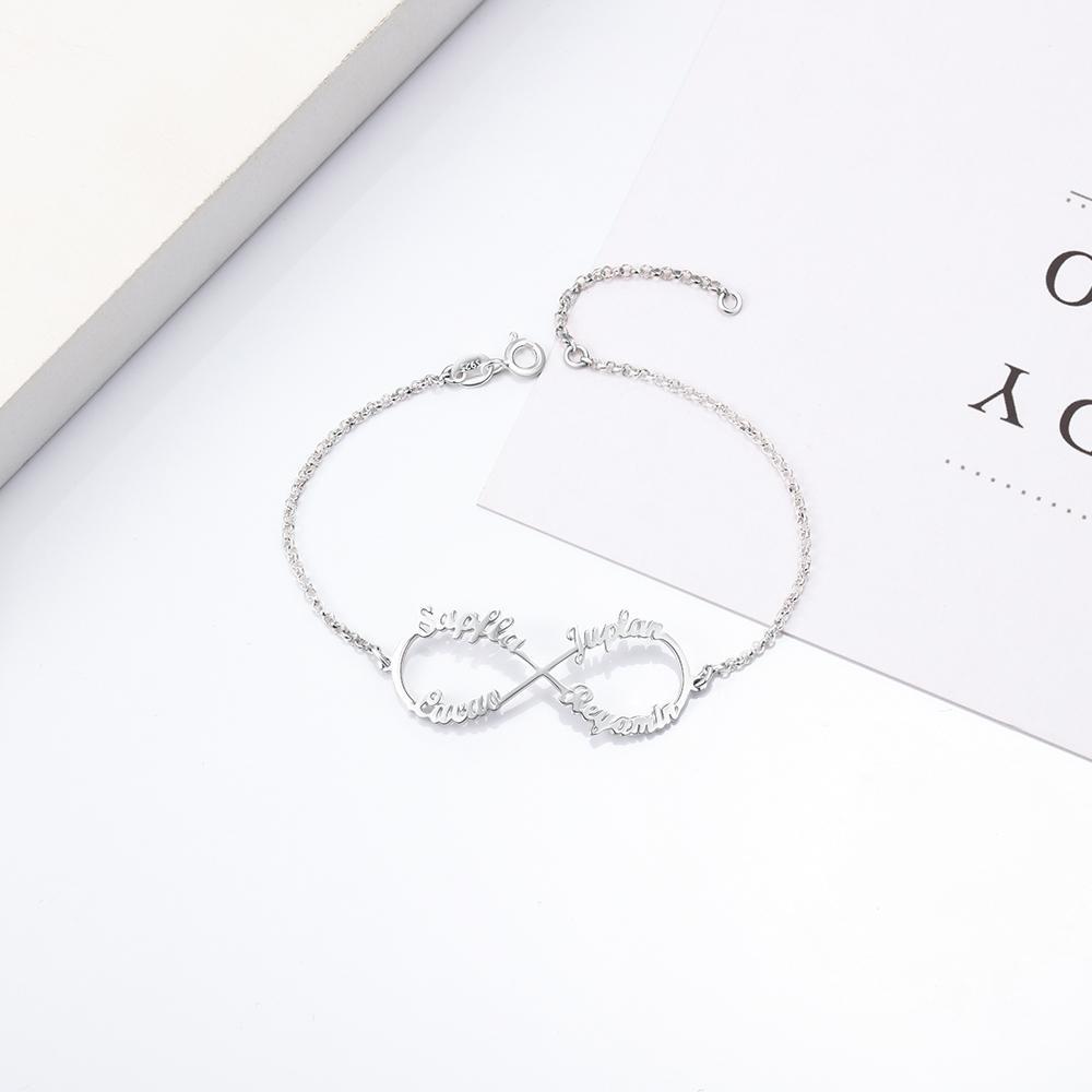 925 Sterling Silver Personalised Infinity Name Bracelets Name Bracelet-Jessemade AU