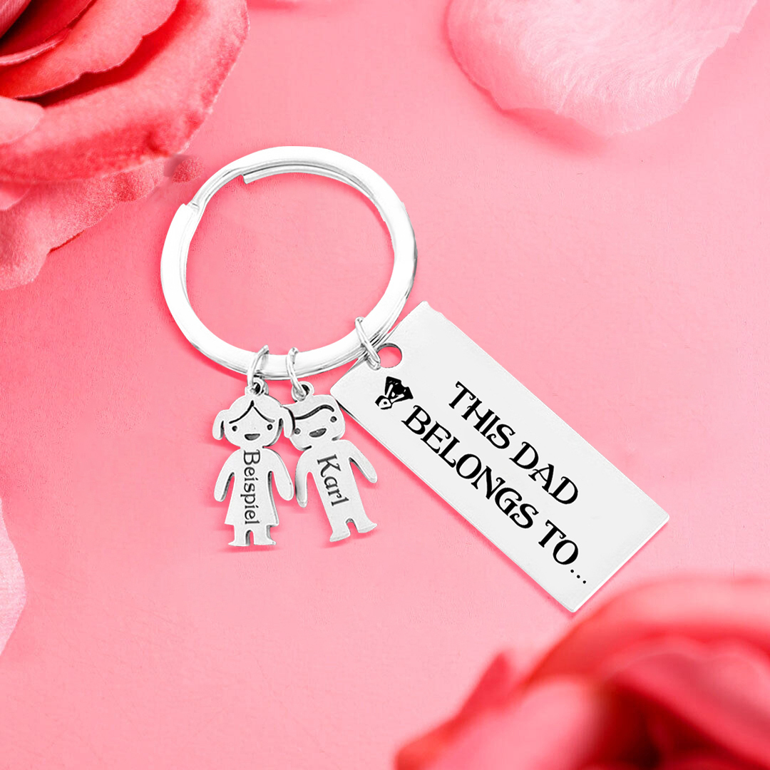 2 Names-Personalised 2 Children's Name Keychain Gift for Mum Dad-Jessemade AU