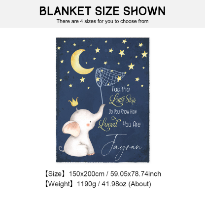 Personalised Elephant Blanket Custom Name Cute Cartoon Blanket-Jessemade AU