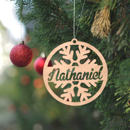 Customised Name Christmas Ornaments Snowflake Circle Ornament Personalised Gifts for Family Friends-Jessemade AU