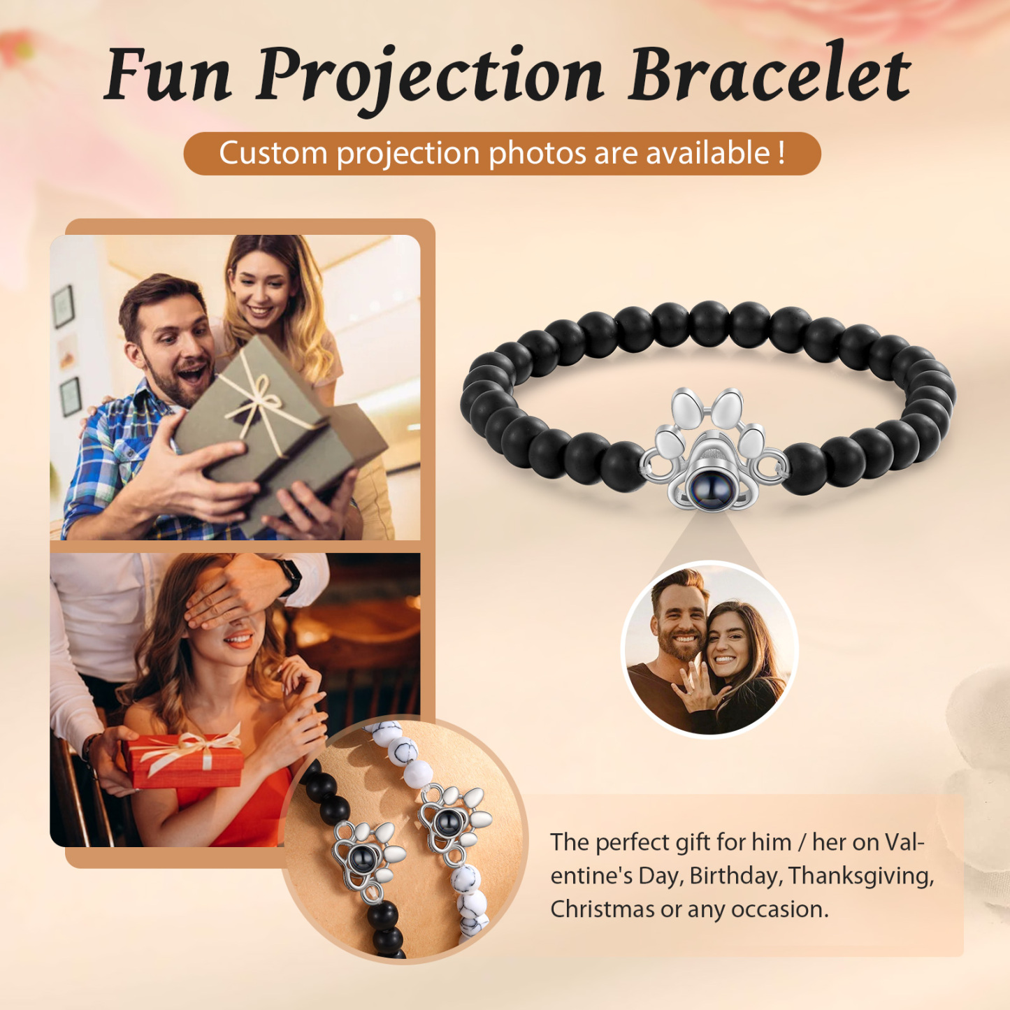 Personalised Dog Paw Projection Bracelet Customised Photo Bracelet Creative Gift for Her-Jessemade AU