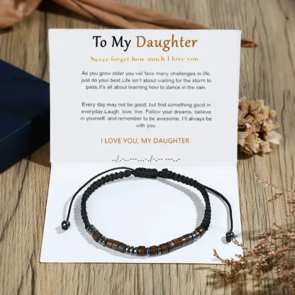 To My Daughter, Morse Code Bracelet Hidden Love Bangle with Message Card Gifts For Him-Jessemade AU