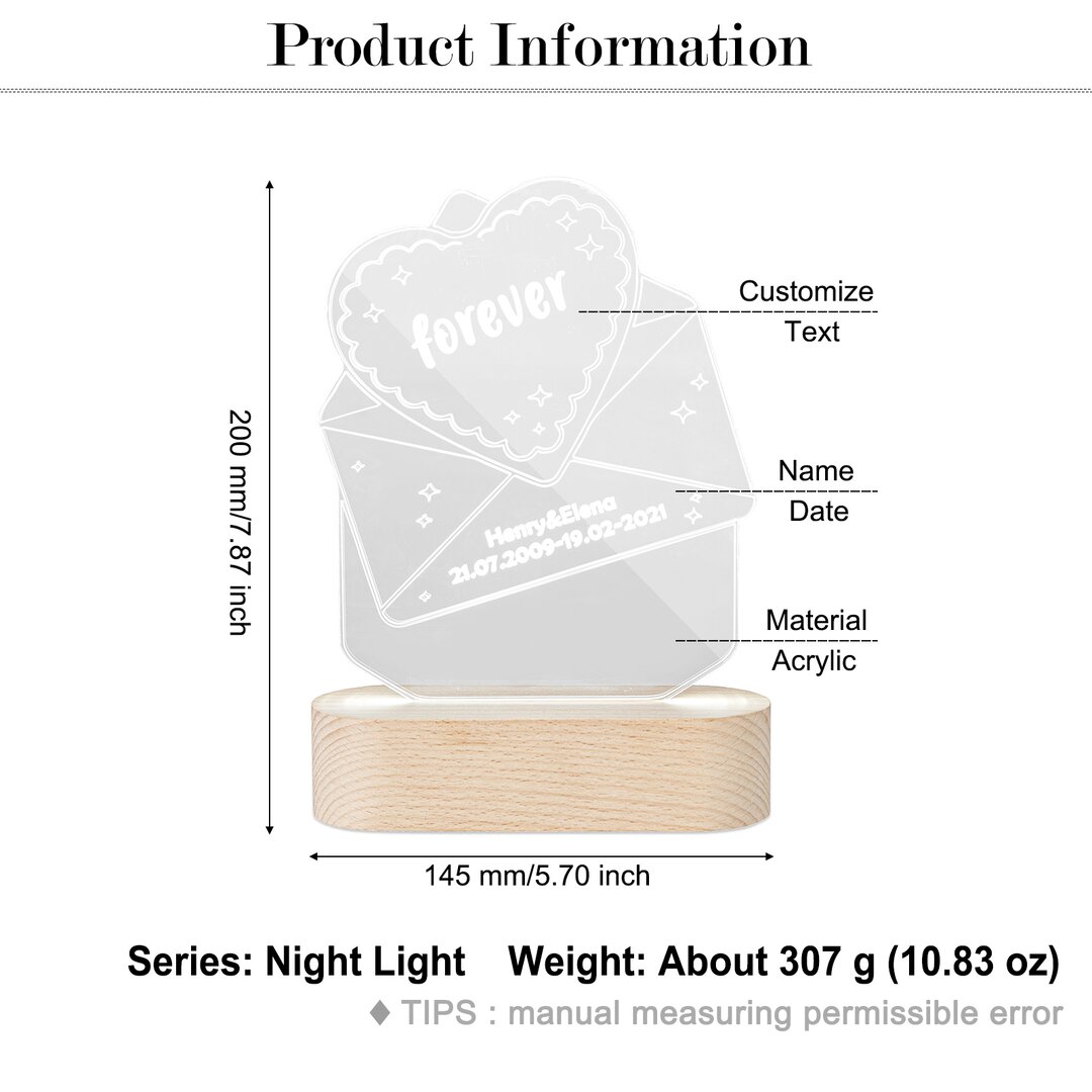 Custom name text time Discoloured Night Light Home Decoration Gifts-Jessemade AU
