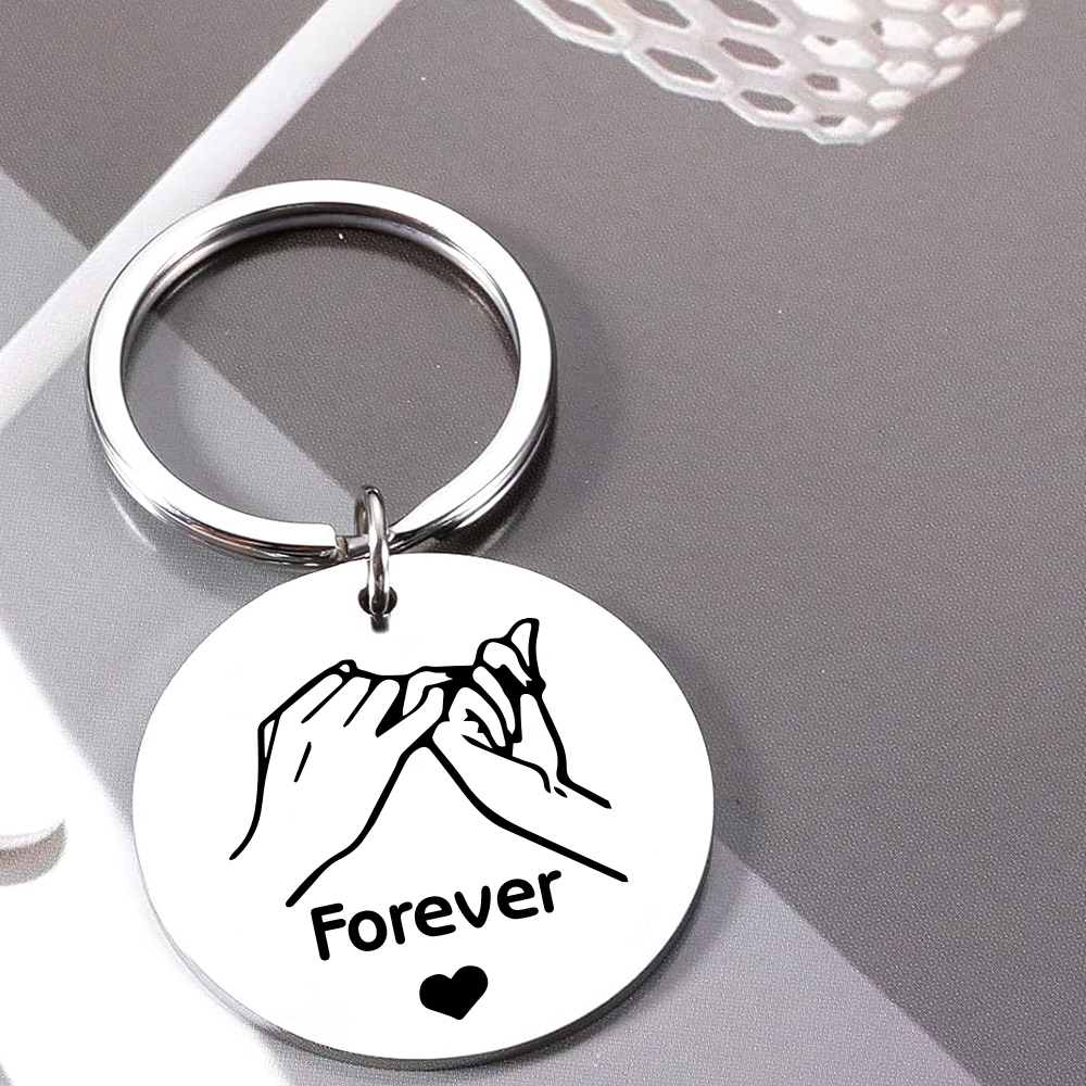 Pinky Swear Personalised Round Keychain Custom Text Keyring Gift For Friend/Sister/Bestie-Jessemade AU