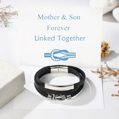 To My Son Infinity Knot Leather Bracelet "Forever Linked Together" Inspirational Gifts For Son-Jessemade AU