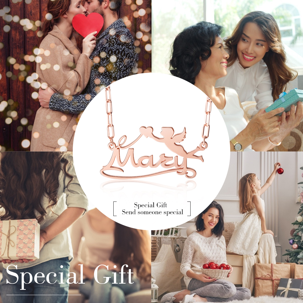 Personalised Angel Necklace Custom 1 Name Necklace Gift For Women-Jessemade AU