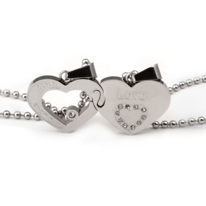 Couple Matching Necklace Double Heart Necklace Friendship Style Valentine's Day Gifts for Couple-Jessemade AU