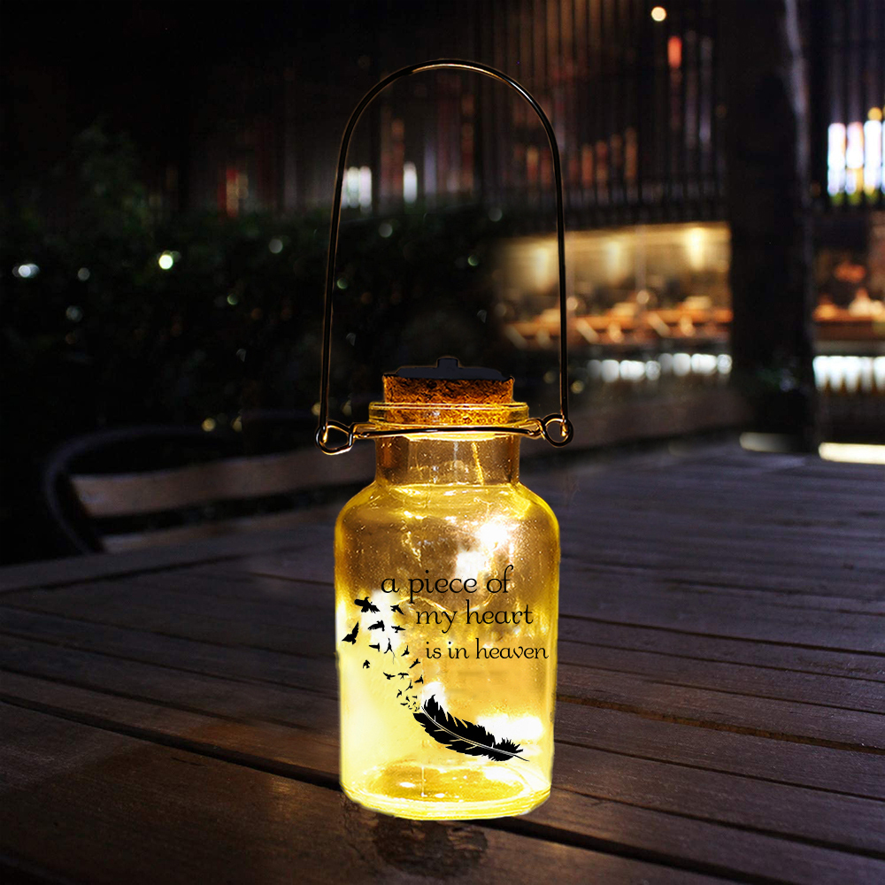 Memorial Jar Night Light - A Piece Of My Heart Is In Heaven - LED Lamp Memorial Bottle-Jessemade AU