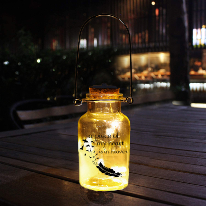 Memorial Jar Night Light - A Piece Of My Heart Is In Heaven - LED Lamp Memorial Bottle-Jessemade AU
