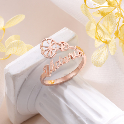 Personalised December Birth Flower Ring With Name Gifts For Her-Jessemade AU