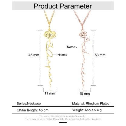 Personalised Birth Flower Name Necklace Classic Name Necklace for Her-Jessemade AU