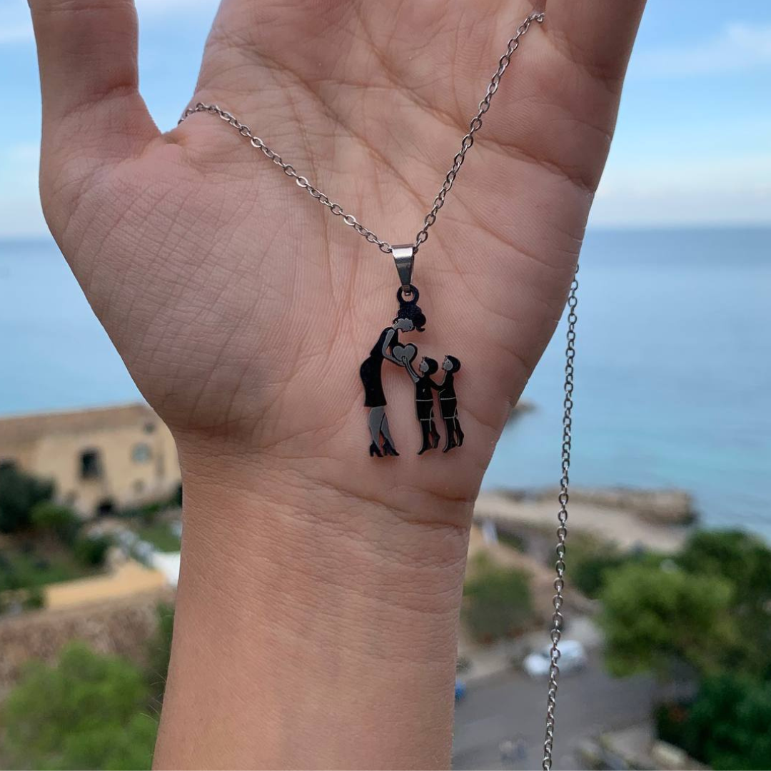 Women Necklace Mother & 2 Sons Pendant Necklace Stainless Steel Mother's Day Gifts for Mum-Jessemade AU