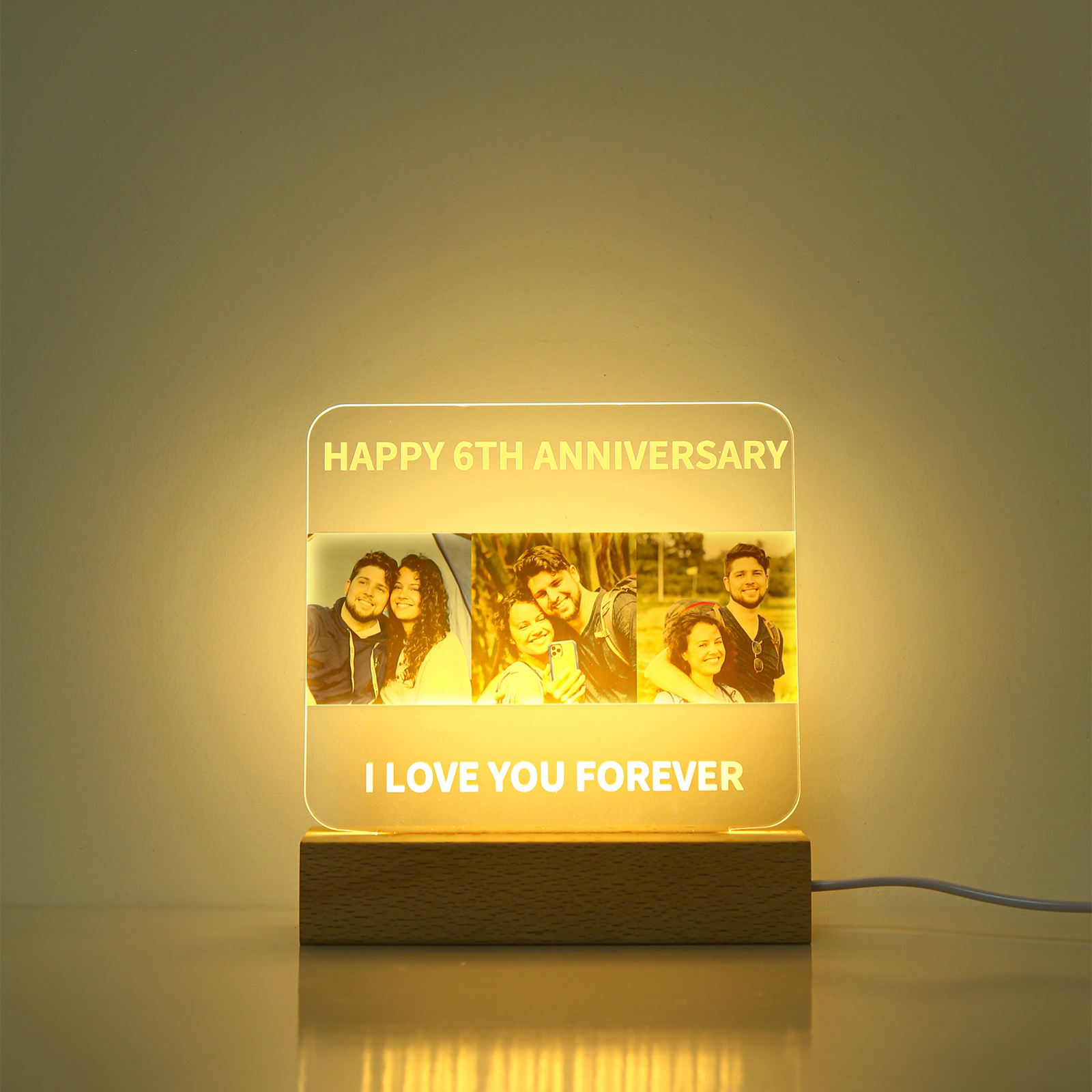 Personalised Family Photo Night Light Ornament Custom Text Bedroom Decor Home Decoration LED Light Personalised Photo Ornament-Jessemade AU