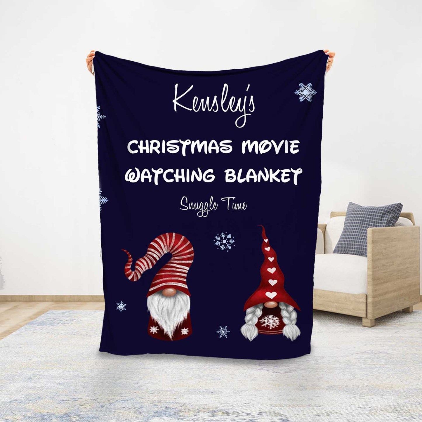 Personalised Christmas Movie Blanket Custom 1 Name Blanket Christmas Gift for Family Friends - Christmas Movie Watching Blanket-Jessemade AU